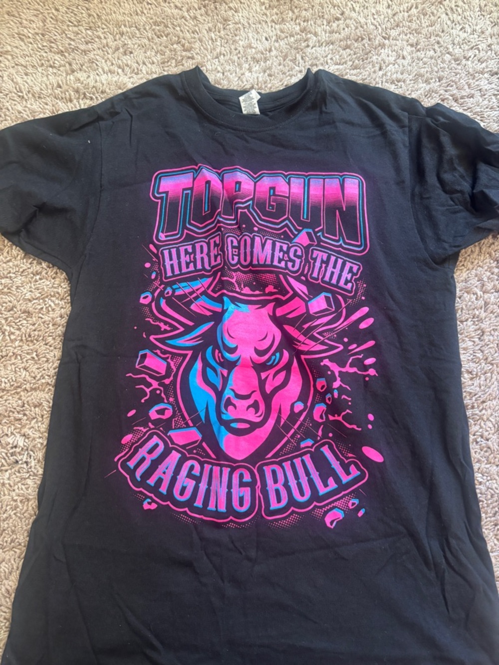 Top Gun 'Raging Bull' Graphic Tee - Black with Pink & Blue Print (WORLDS 2023)